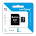 MicroSDHC 8 Gb SMART BUY class 10 + адаптер SmartBuy