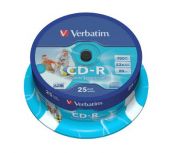 CD-R 700 Mb VERBATIM*52 inkjet по 25 шт. в банке Verbatim