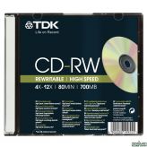 CD-RW 700 Mb TDK*4-12 slim   (10/100) TDK