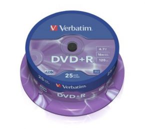 DVD+R 4.7 Gb VERBATIM*16 по 25 шт. в банке   (200) Verbatim