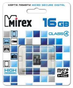 MicroSDHC 16 Gb MIREX class 4 без адаптера Mirex