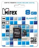 MicroSDHC 8 Gb MIREX class 4 + адаптер SD Mirex