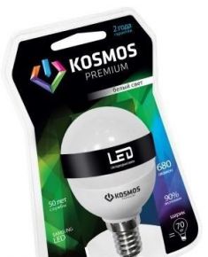 Лампа КОСМОС Premium P45, 7W, E14, 4500К (шарик), 680Лм КОСМОС