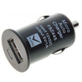 Адаптер питания авто 12V- USB 1А (368/398) черный (50)