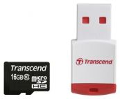 Карта памяти Transcend microSD 16Gb TS16GUSDHC10-P3 Class 10+USB адаптер Transcend