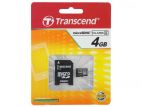 MicroSDHC 4 Gb TRANSCEND class 4 + адаптер SD Transcend