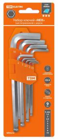 Набор ключей TDM 9шт (1,5-10мм, длинные с шаром, блистер) (8) TDM ELECTRIC