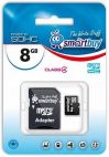 MicroSDHC 8 Gb SMART BUY class 4 + адаптер SmartBuy