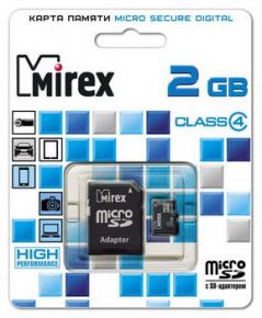 MicroSD 2 Gb MIREX + адаптер SD Mirex