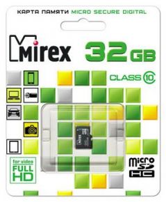 MicroSDHC 32 Gb MIREX class 10 без адаптера Mirex