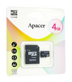 MicroSDHC 4 Gb APACER class 4 + адаптер SD Apacer