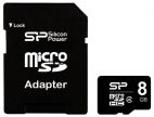 MicroSDHC 8 Gb SILICON POWER class 4 + адаптер SD Silicon Power