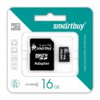 MicroSDHC 16 Gb SMART BUY class 4 + адаптер SmartBuy