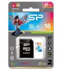 MicroSDHC 16 Gb SILICON POWER class 10 Elite COLORED UHS-I (R/W 85/15 MB/s) + адаптер Silicon Power