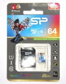 MicroSDXC 64 Gb SILICON POWER class 10 Elite COLORED UHS-I (R/W 85/15 MB/s) + адаптер Silicon Power