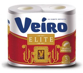 Туалетная бумага Linia VEIRO Elite 3слоя 4шт/уп Целлюлоза (15) VEIRO