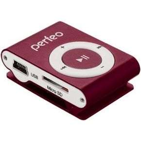 Цифровой MP3-плеер PERFEO Music Clip Titanium, бордовый Perfeo