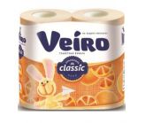 Туалетная бумага Linia VEIRO Classic 2 слоя 4шт/уп жёлтая рулон 17м (12/576) VEIRO