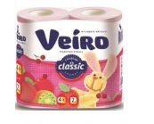 Туалетная бумага Linia VEIRO Classic 2 слоя 4шт/уп розовая рулон 17м (12/576) VEIRO