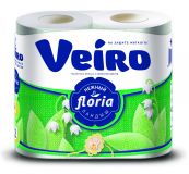 Туалетная бумага Linia VEIRO Floria 2 слоя 4шт/уп Ландыш длина рулона 25м (10/480) VEIRO