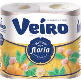 Туалетная бумага Linia VEIRO Floria 2слоя 4шт/уп Цветущий апельсин рулон 25м (10/480) VEIRO