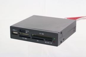 Картридер внутренний 3.5" GEMBIRD, черный, USB2.0+SATA+4 разъема для карт памяти, коробка Gembird