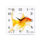Часы настенные 21 Beк квадрат стекло 25*25 Золотая рыбка (5) 21 век Свет