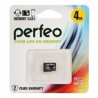 MicroSDHC 4 Gb PERFEO class 4 без адаптера Perfeo