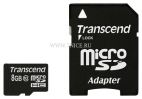 Карта Micro SDHC - 8 GB "Transcend" Class10+адапте Transcend